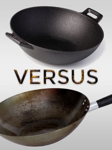 cast iron woks versus carbon steel woks