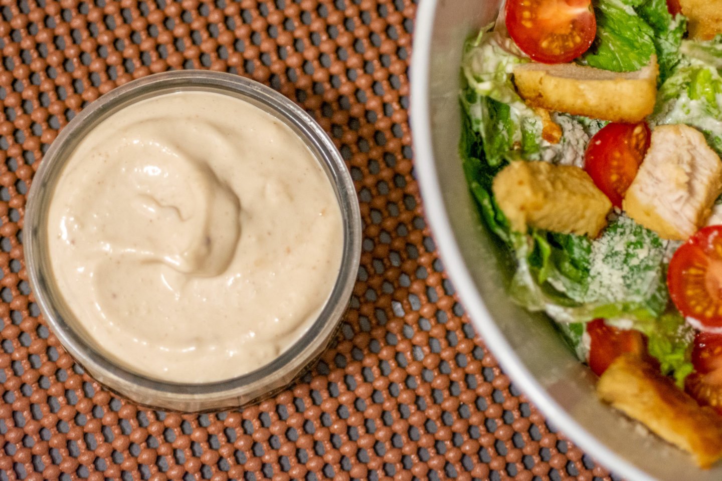 Keto Caesar Salad Dressing Served