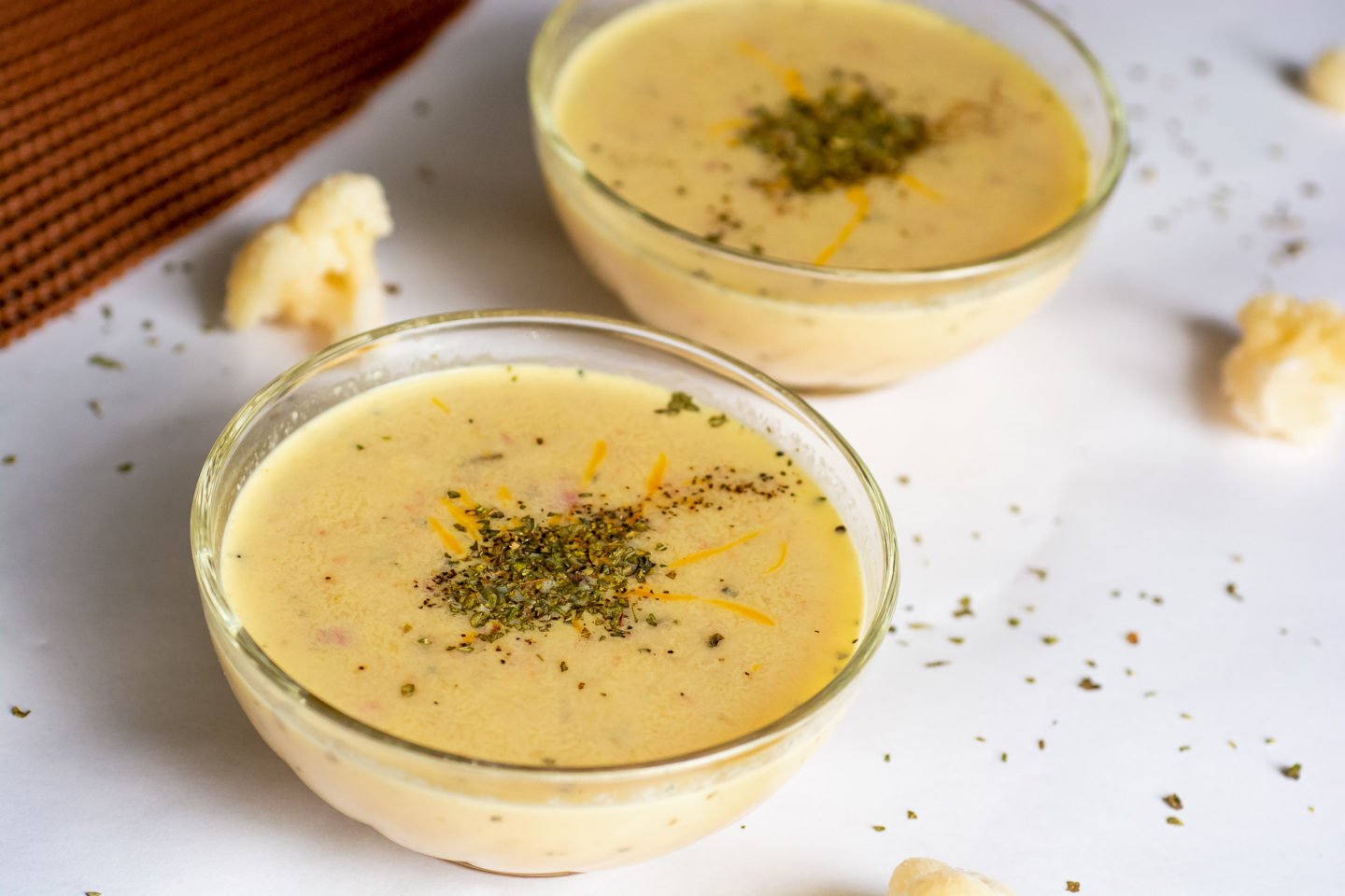 bowls of keto cauliflower soup