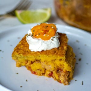 a close up of keto tamale pie