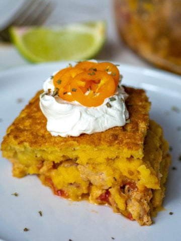 a close up of keto tamale pie
