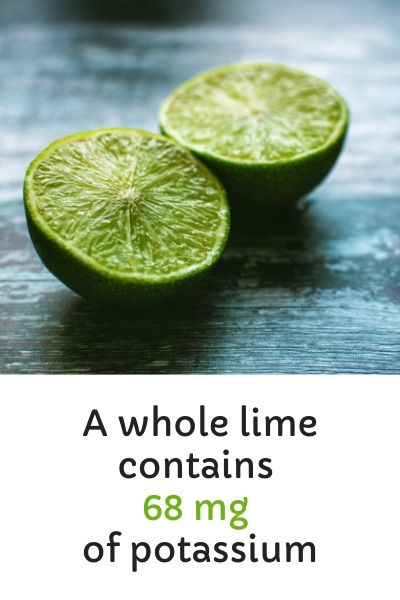 A whole lime contains 68.3 mg of potassium