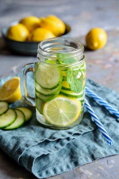 Alkaline Water with Cucumber, Ginger, Lemon and Mint