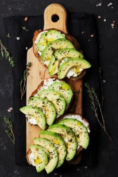 Avocados on bruschetta