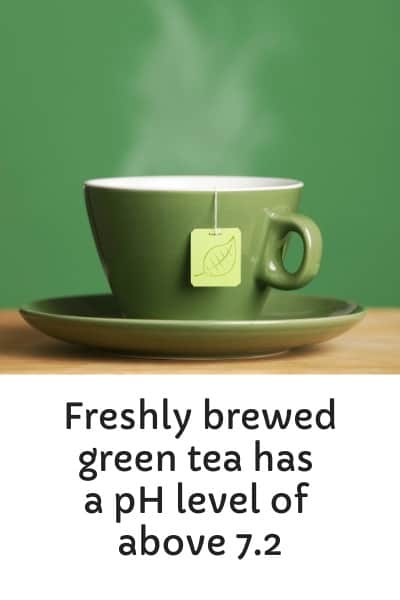 Freshly brewed green tea has a pH level of above 7.2