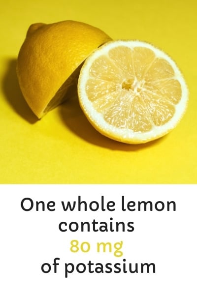 One whole lemon contains 80 mg of potassium