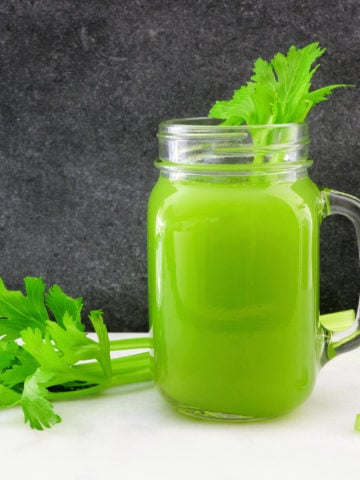 celery juice in a glass mason jar