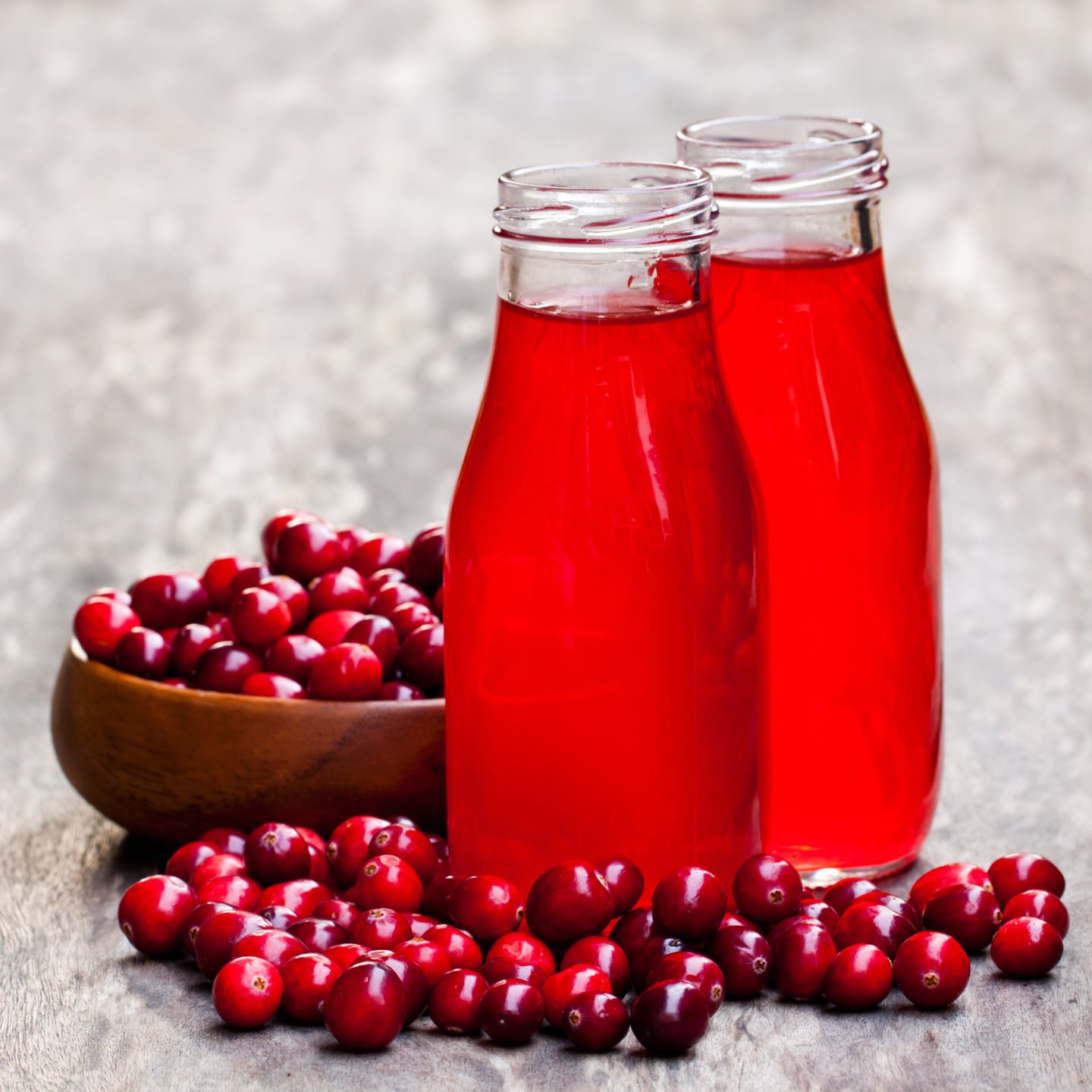 cranberry juice in bottles