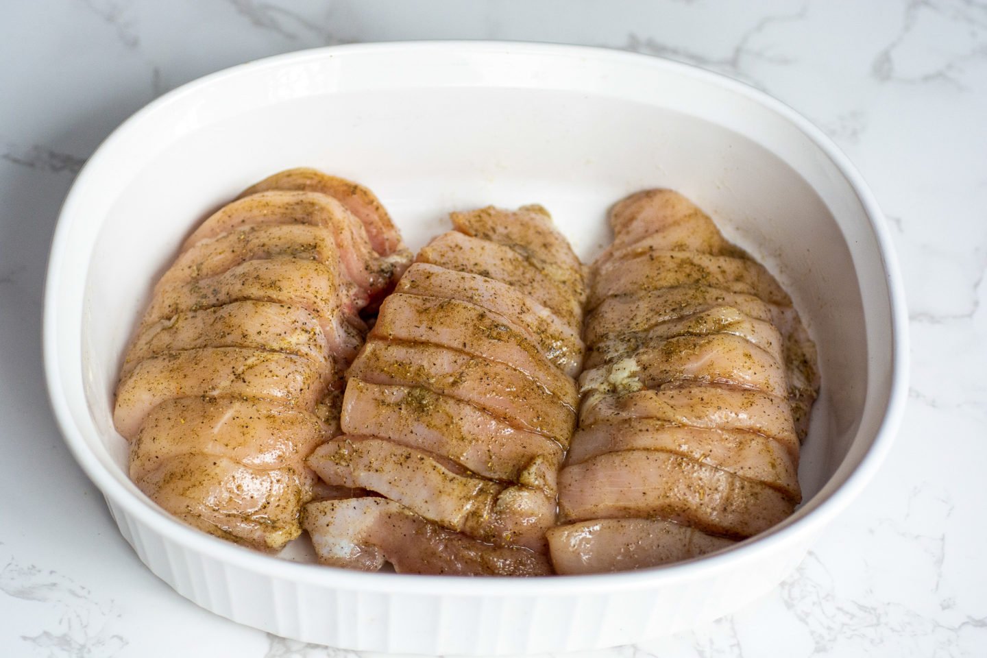 keto hasselback chicken sliced evenly