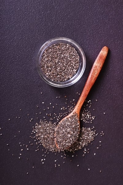 Chia seeds are high in fiber and contain powerful antioxidants
