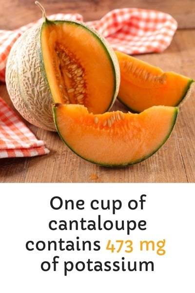 One cup of cantaloupe balls contains 473 mg of potassium