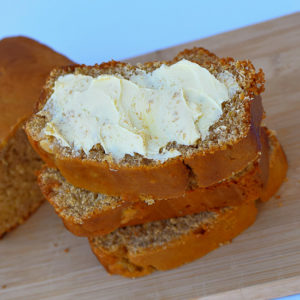 buttered slices of banana bread