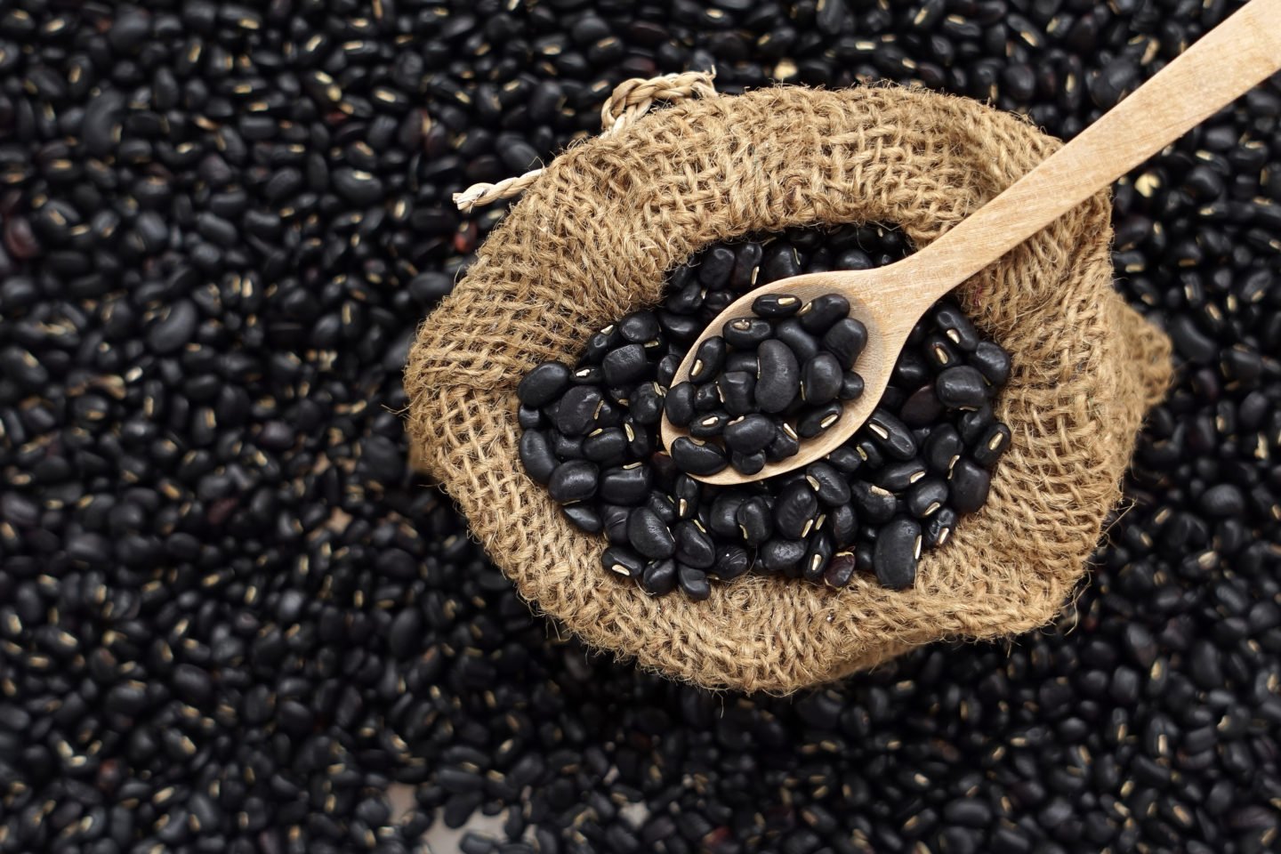 black beans in sack