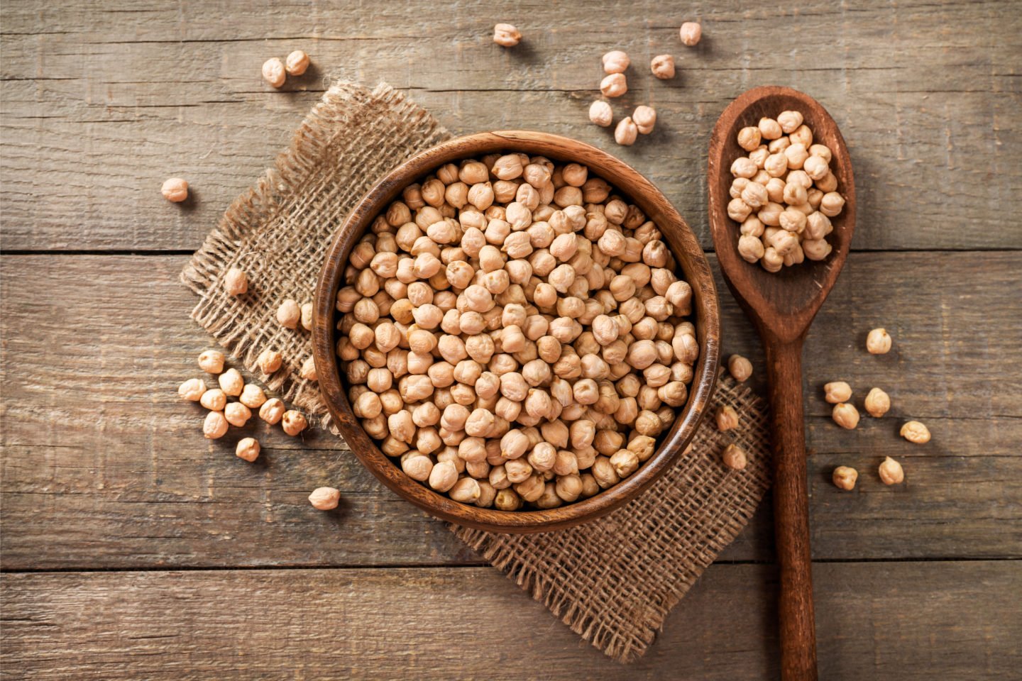 chickpeas in bowl and spoon