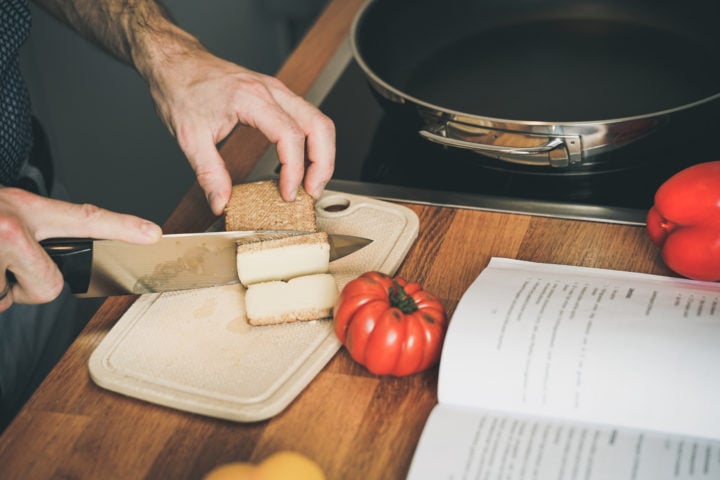 cooking with an open cookbook