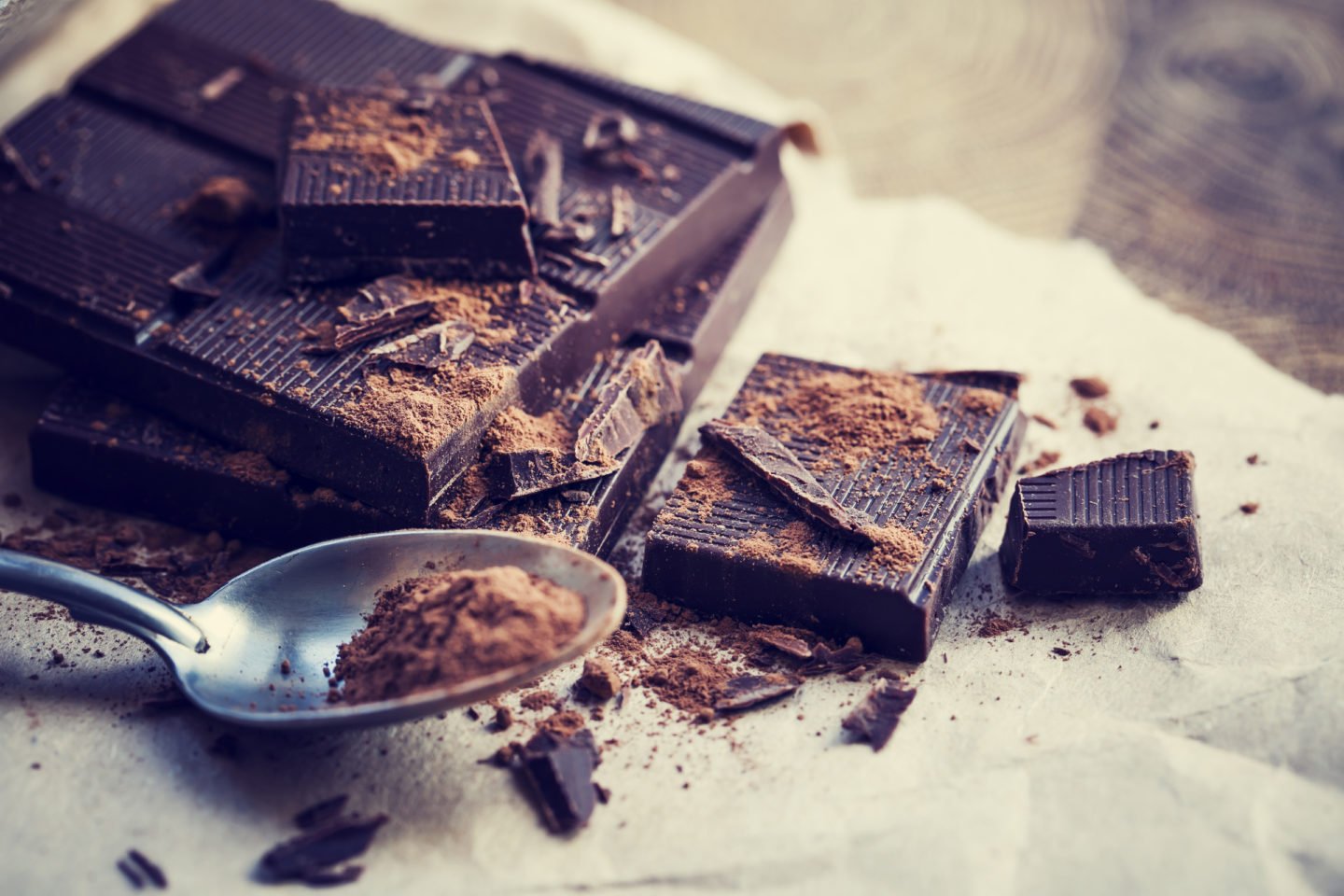 dark chocolate powder or grated as cocoa powder substitute