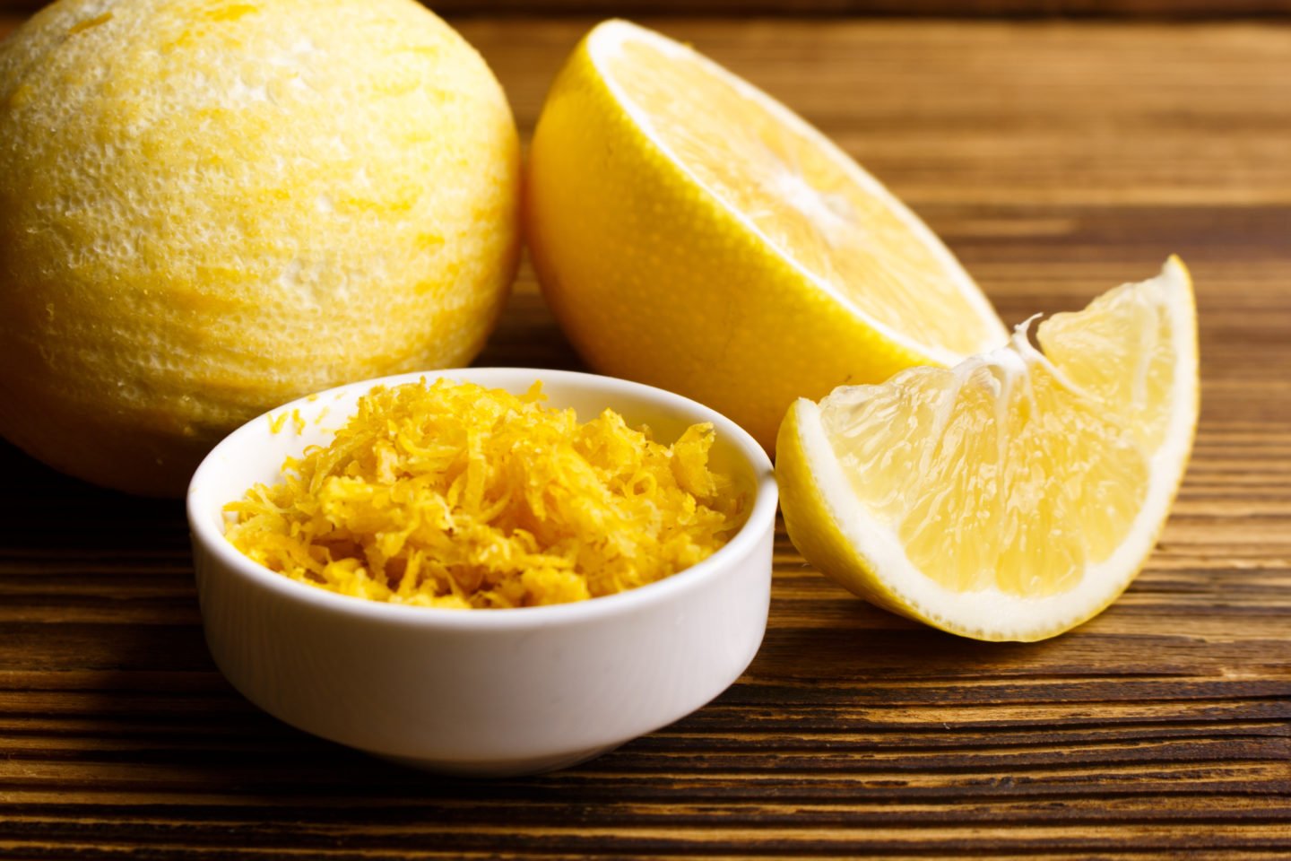lemon zest in small bowl