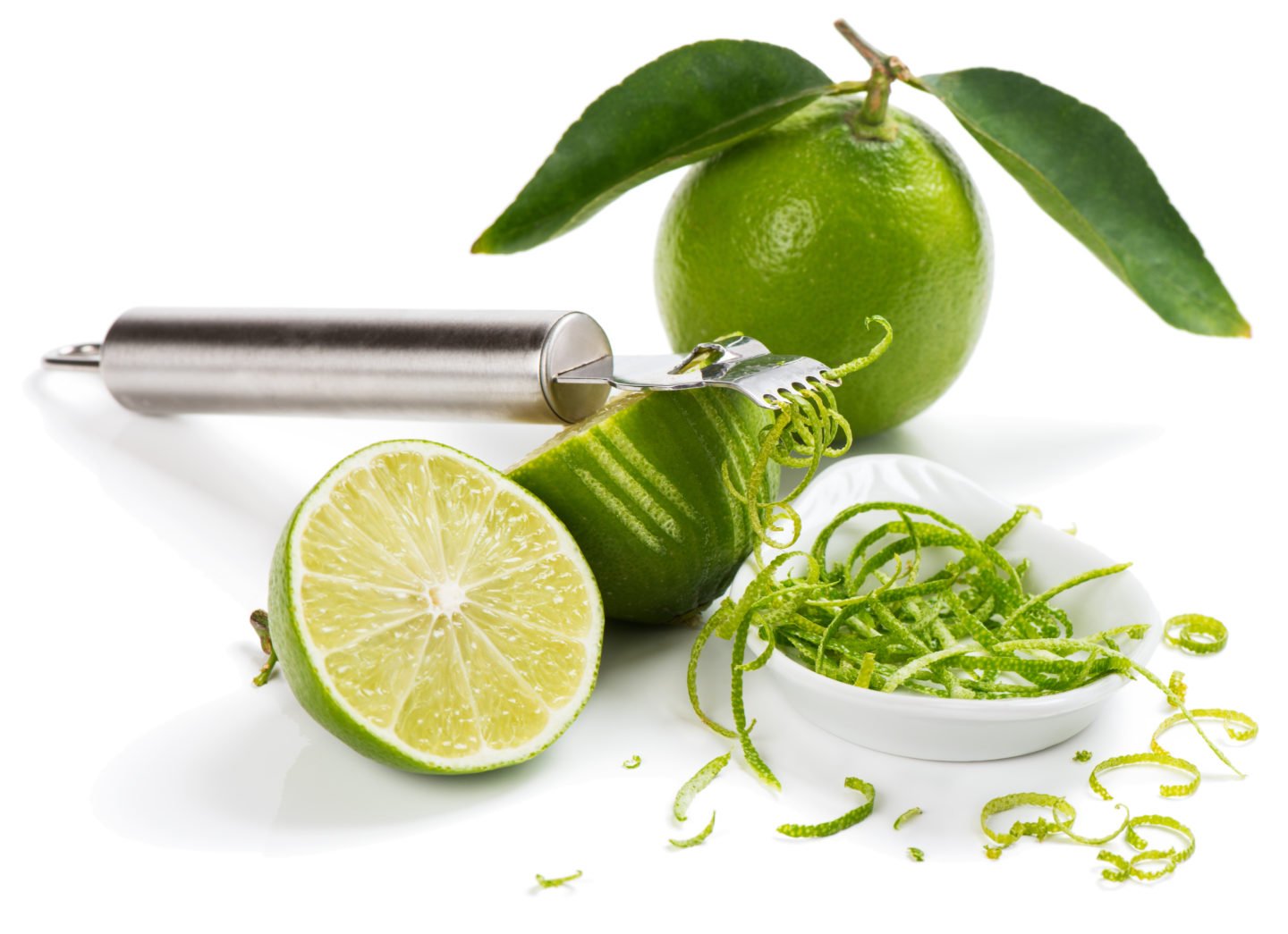 lime zest in white bowl