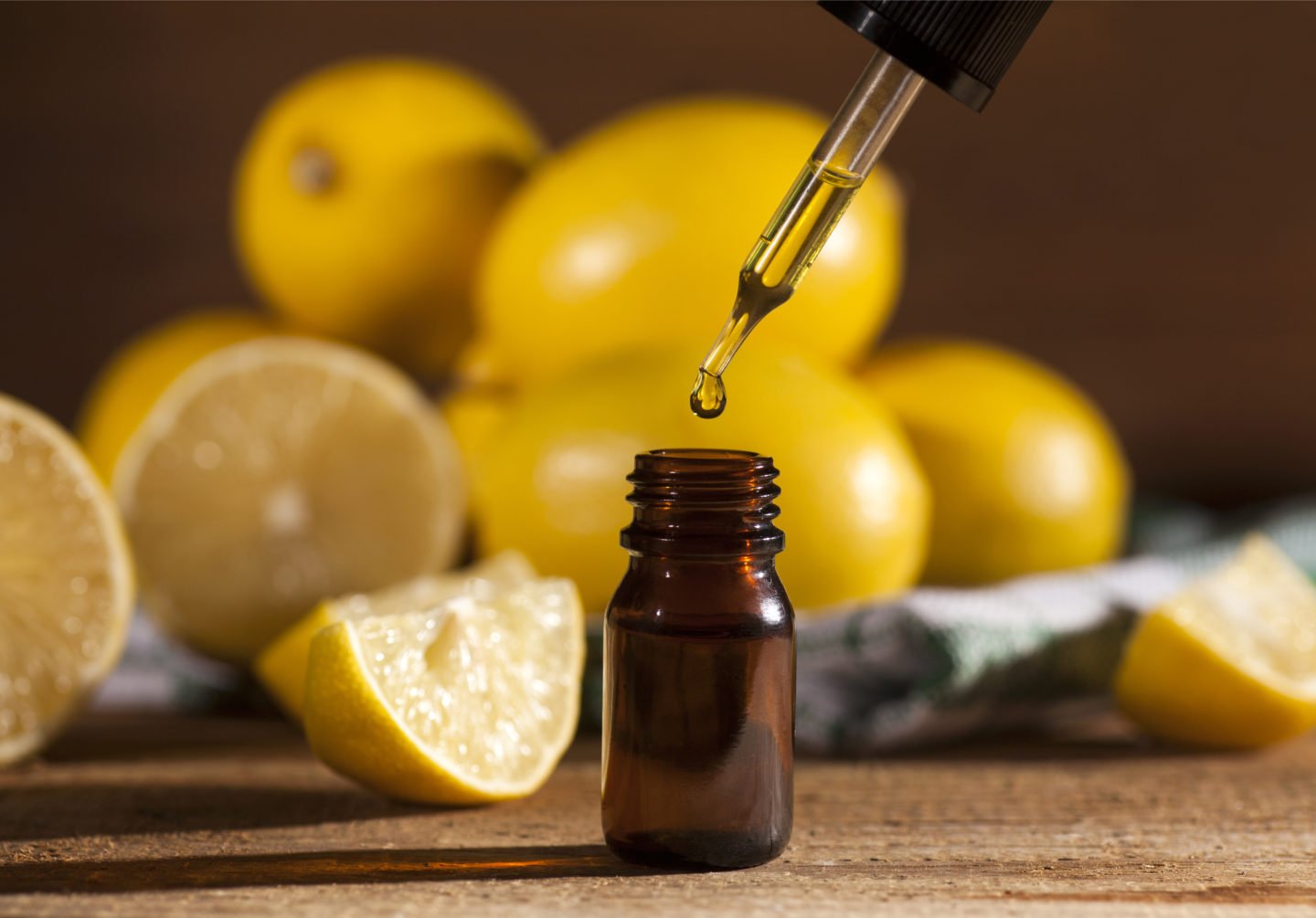 lemon essence in small dropper bottle