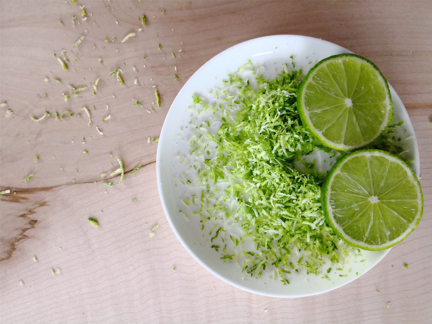 lime zest on plate