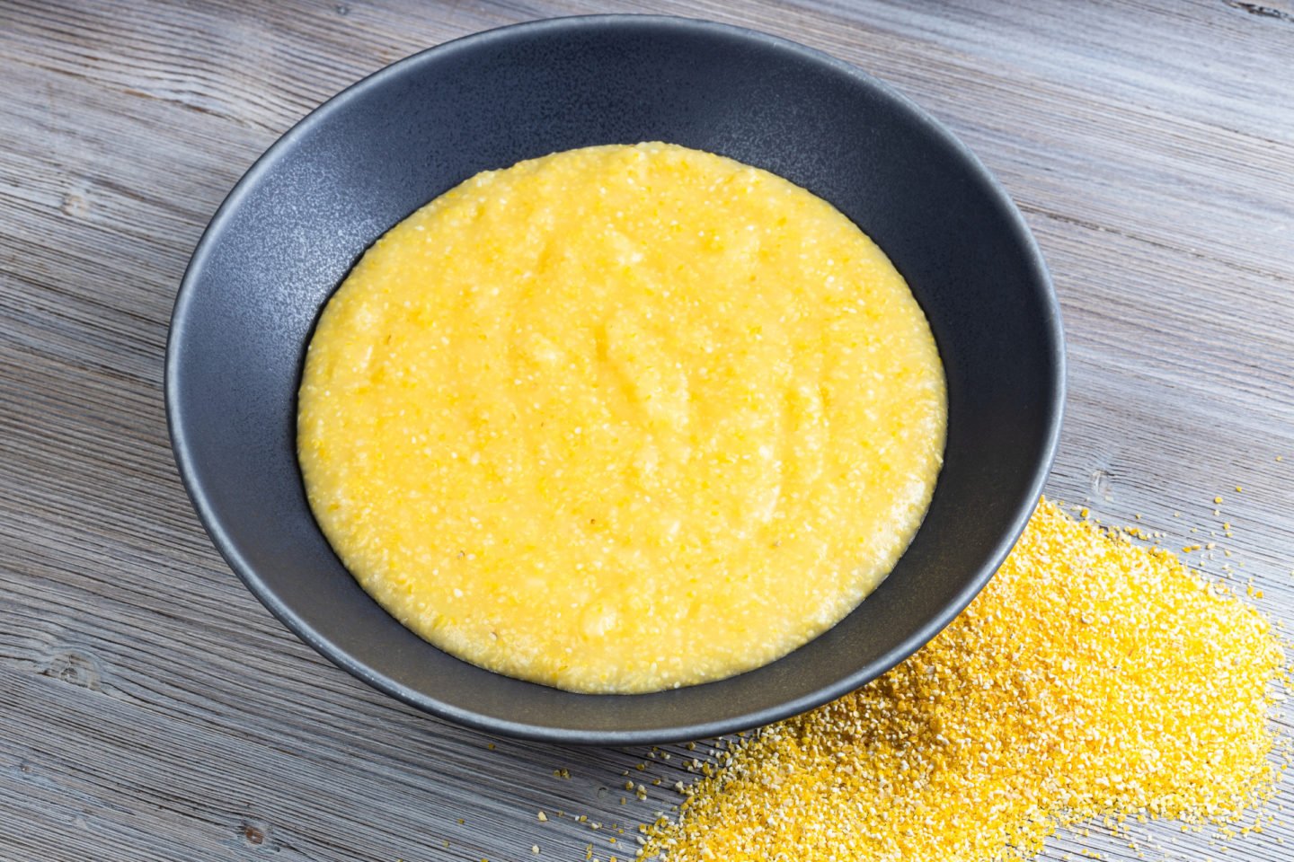 bowl of polenta with ground yellow corn grits
