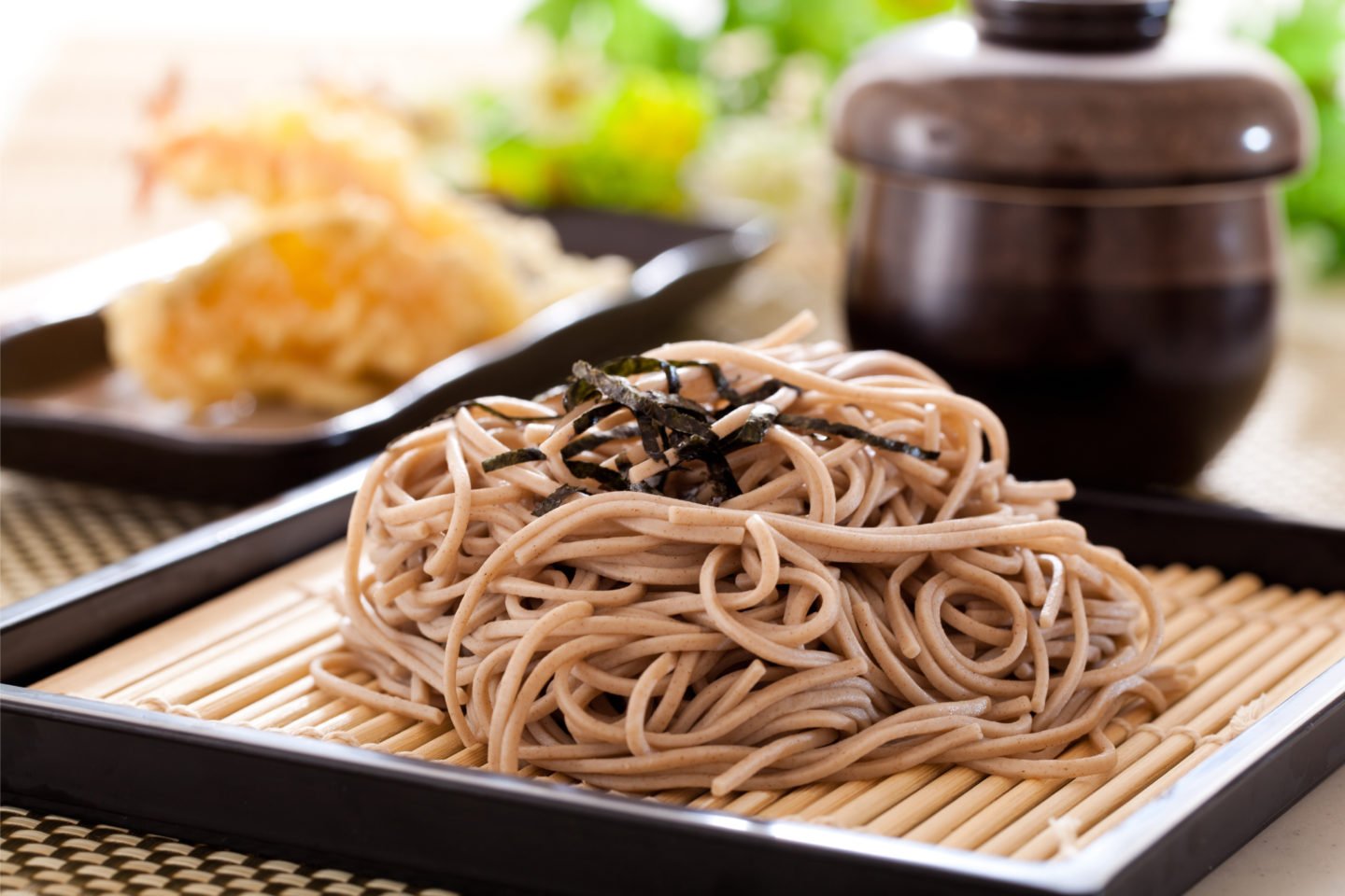 Buckwheat Soba Noodles On Japanese Plate