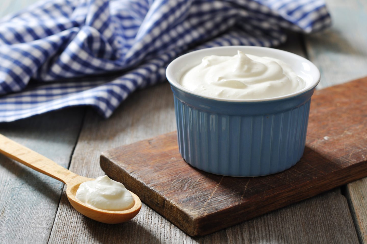Greek yogurt in a ceramic bowl