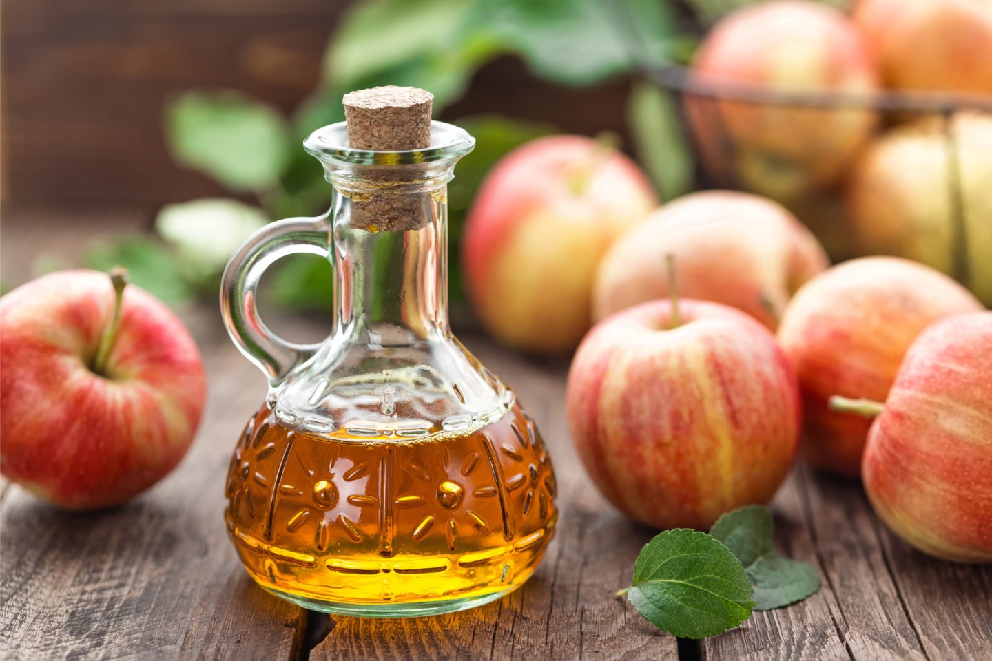 apple cider vinegar in glass jarbottle