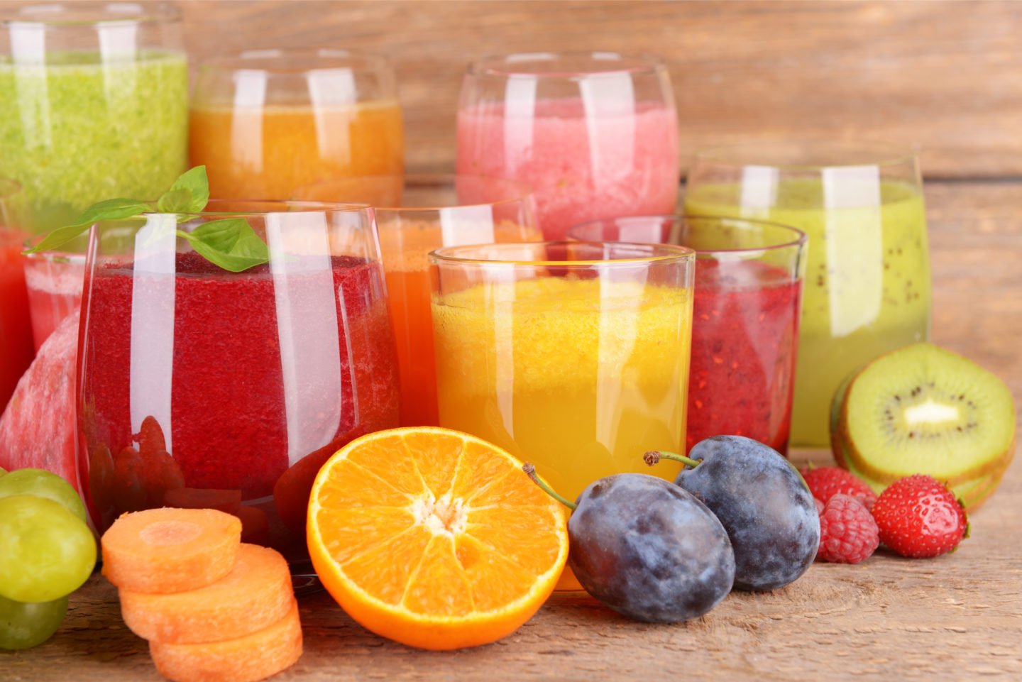 glasses of fruit juice