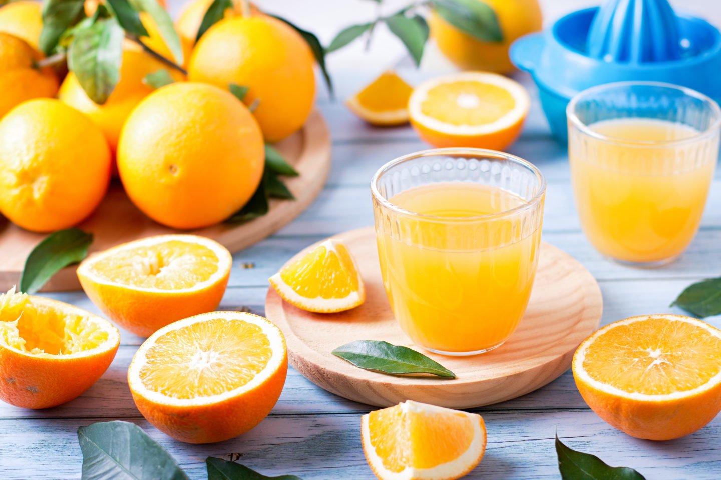 orange juice in glasses