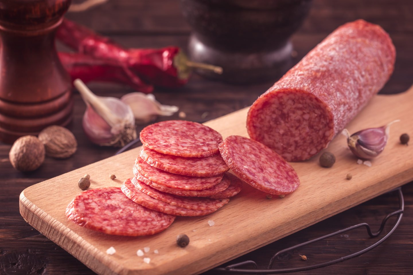 slices of on cutting board