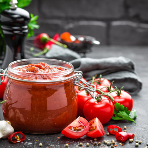 tomato puree in jar