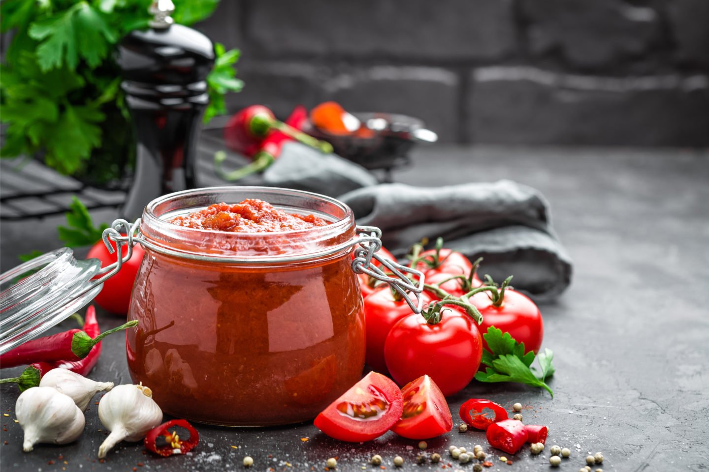 tomato puree in jar