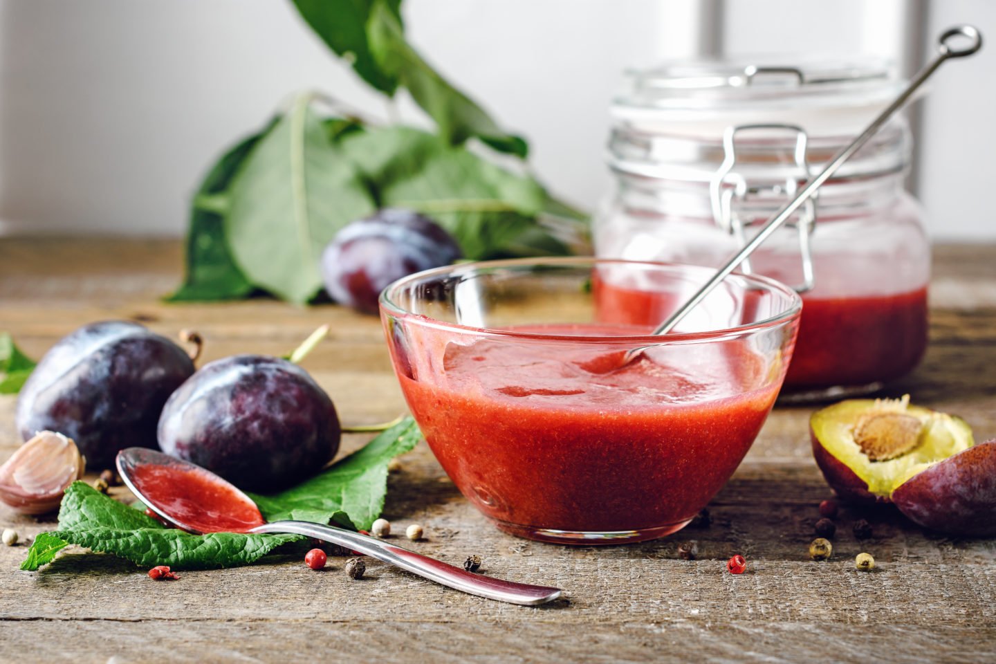 Freshly Made Plum Sauce In Transparent Bowl