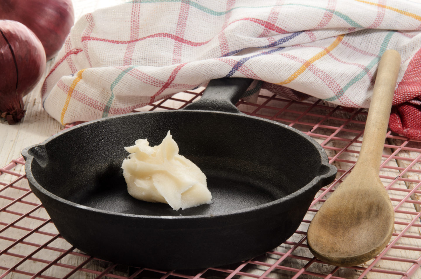 Homemade Pork Lard In Cast Iron Pan