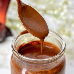 keto hot fudge sauce in a jar