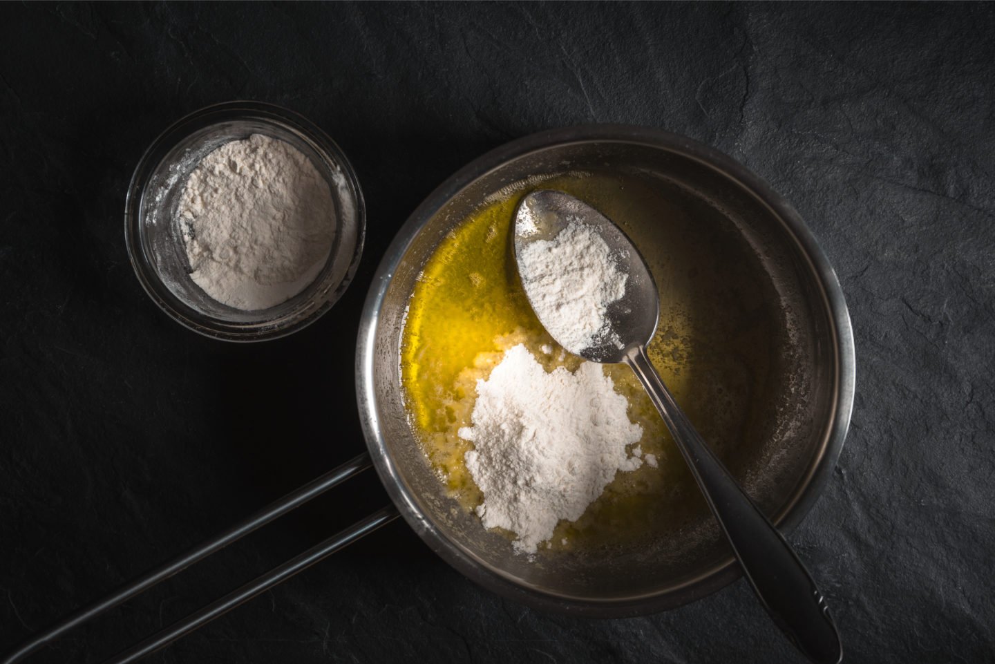 Making Roux By Cooking Flour In Butter