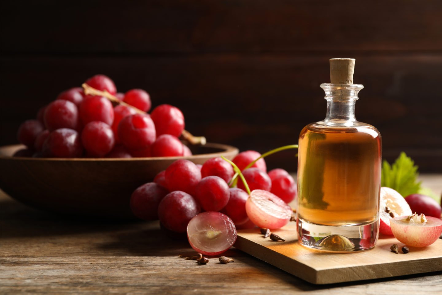 Organic Grapeseed Oil In Sealed Glass Bottle