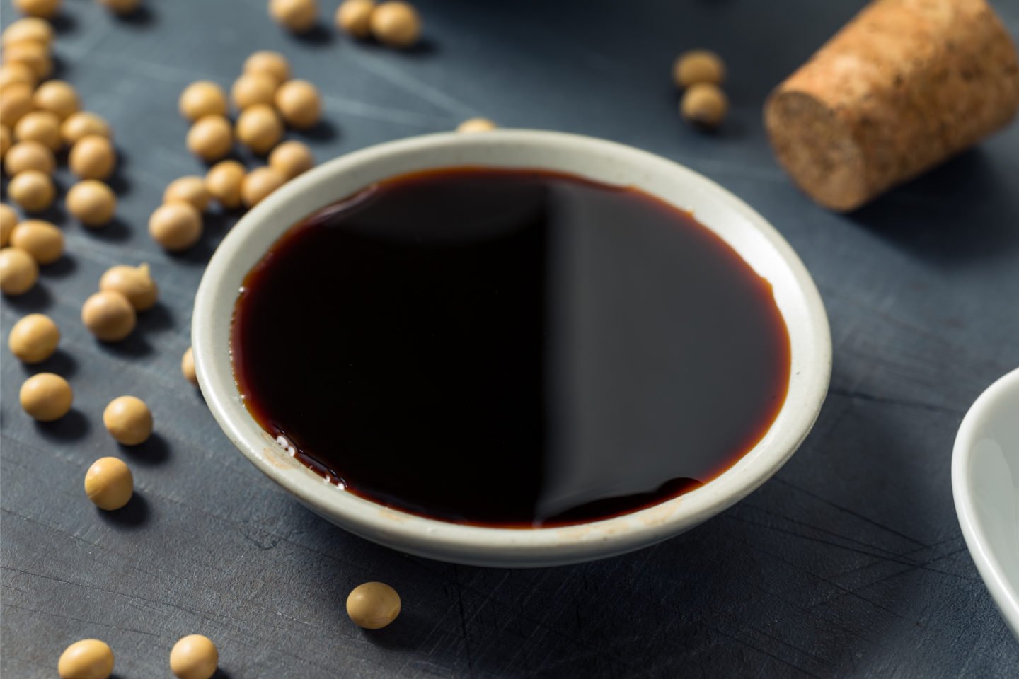 Organic Tamari Soy Sauce In White Bowl