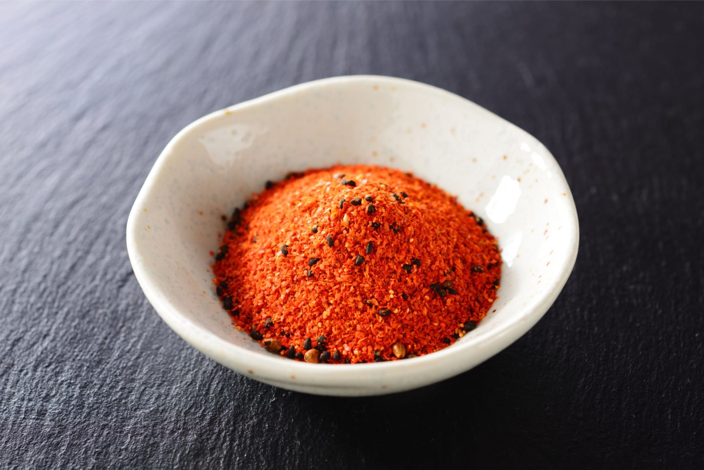 Shichimi Togarashi In Small White Bowl