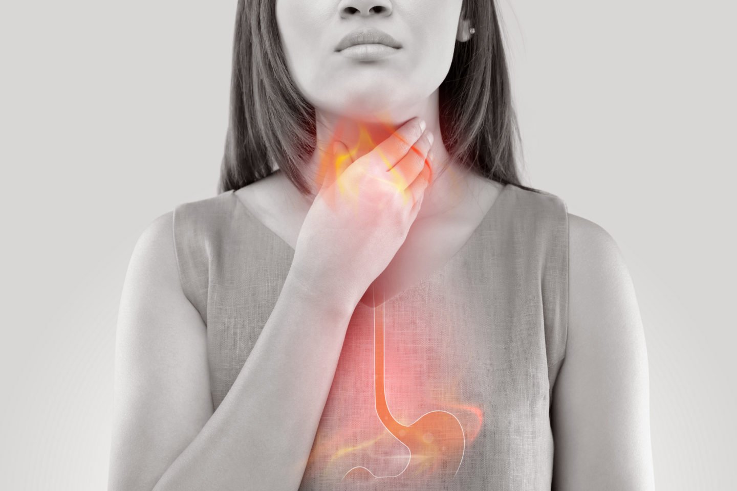 woman with heartburn acid reflux