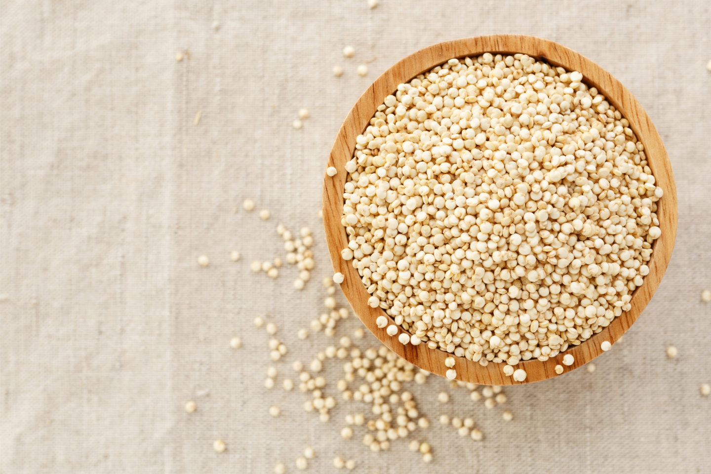 Wooden Bowl Full Of Quinoa