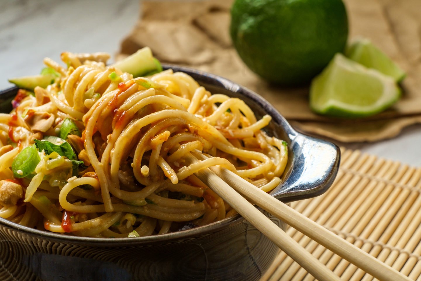 Cold Udon Noodles With Vegetables And Ponzu Sauce