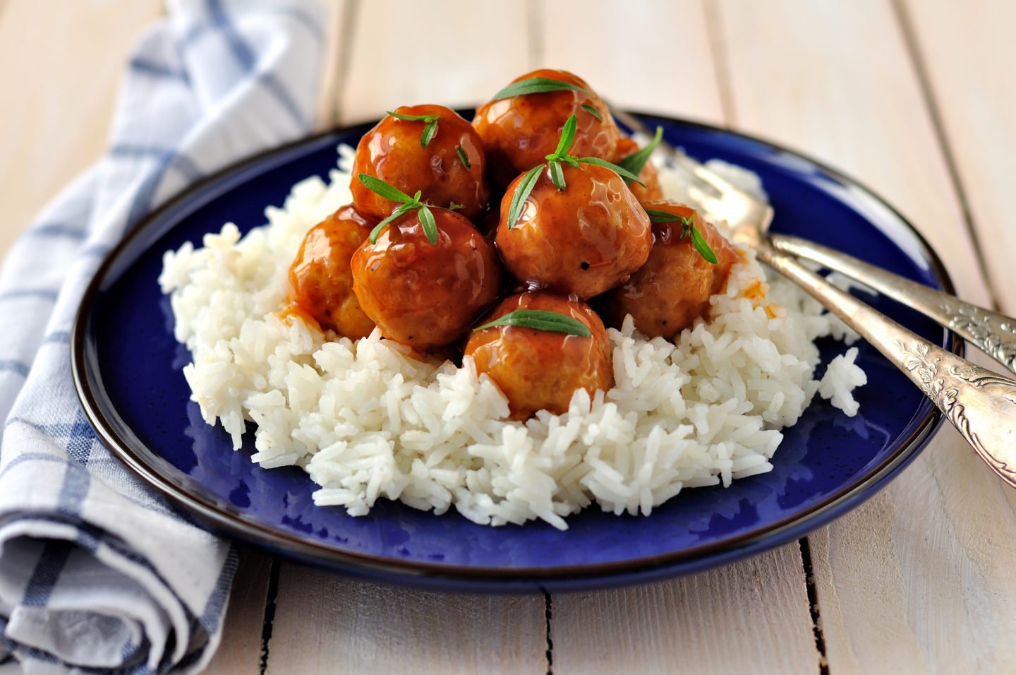 Glazed Meatballs On Rice