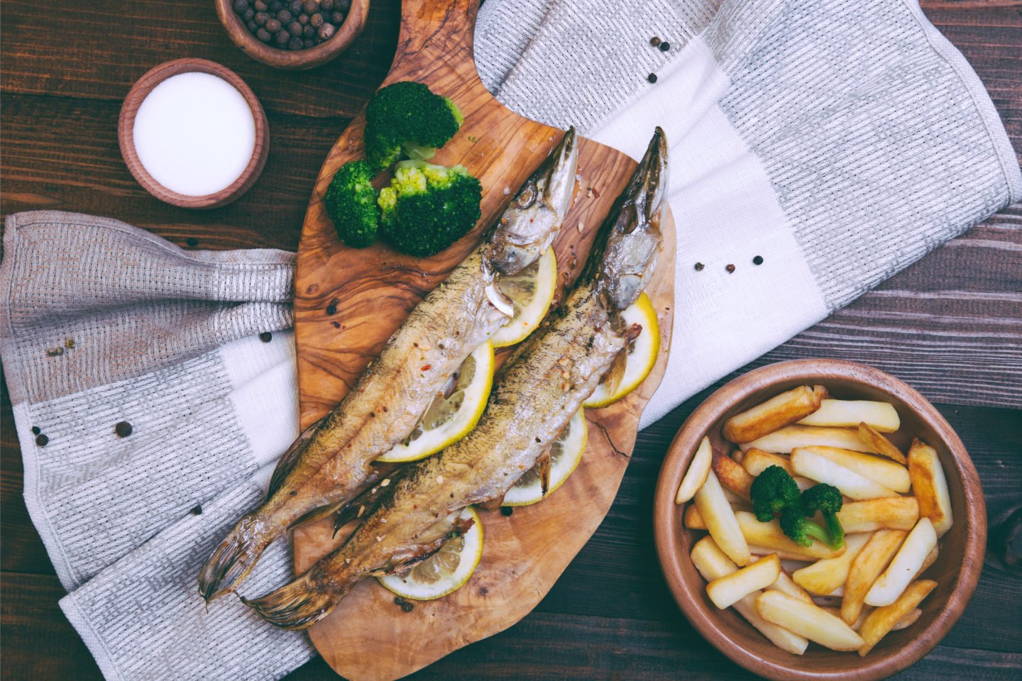 Grilled Pike On Wooden Board