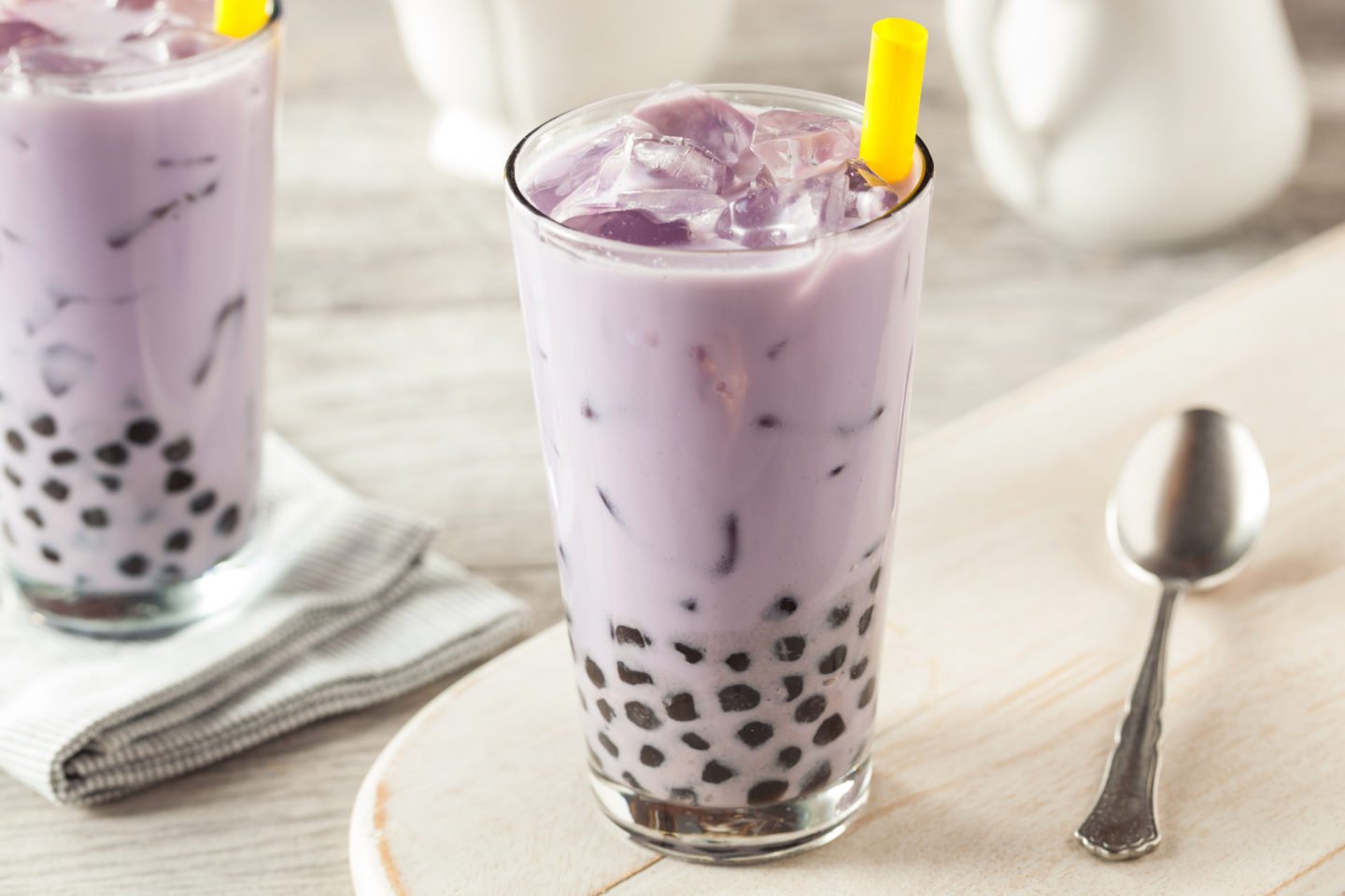 homemade taro boba milk tea