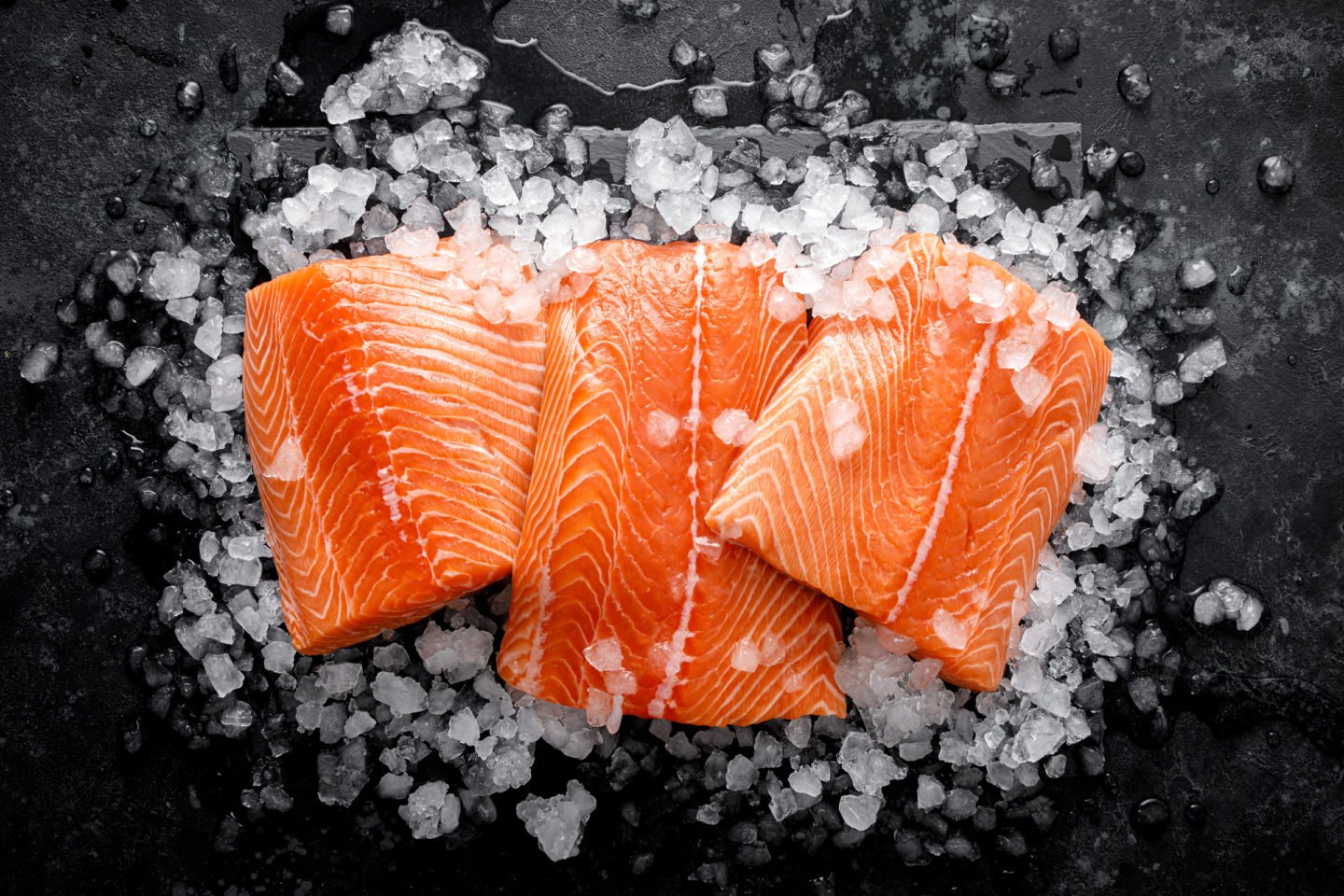 Salmon Fillets On Ice