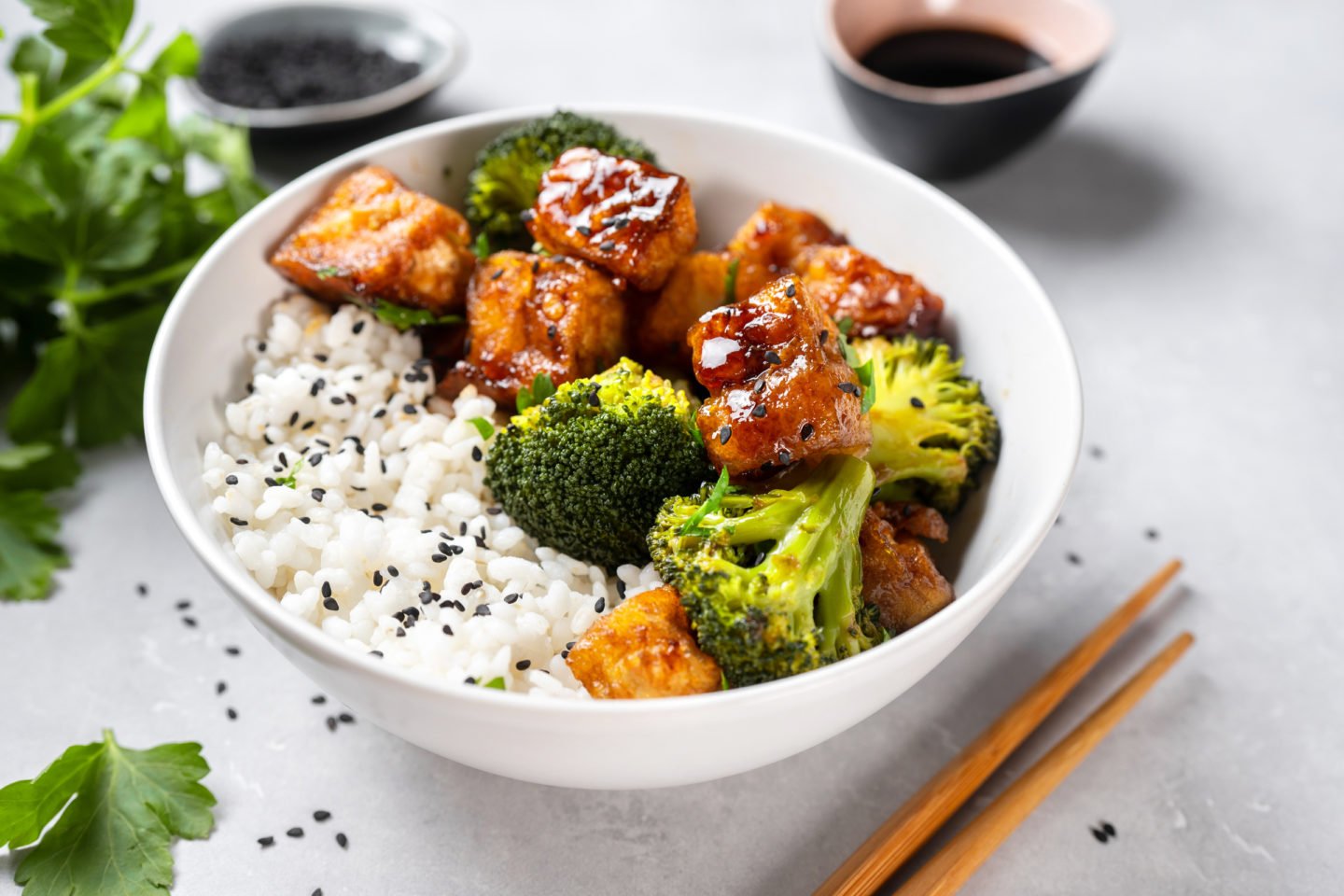 Tofu Broccoli Ponzu Rice