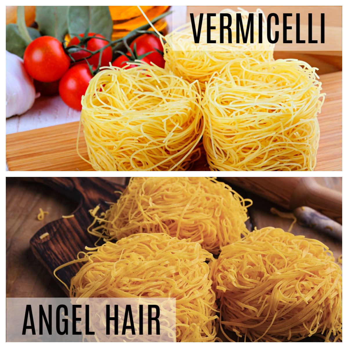 vermicelli vs angel hair or tagliatelle