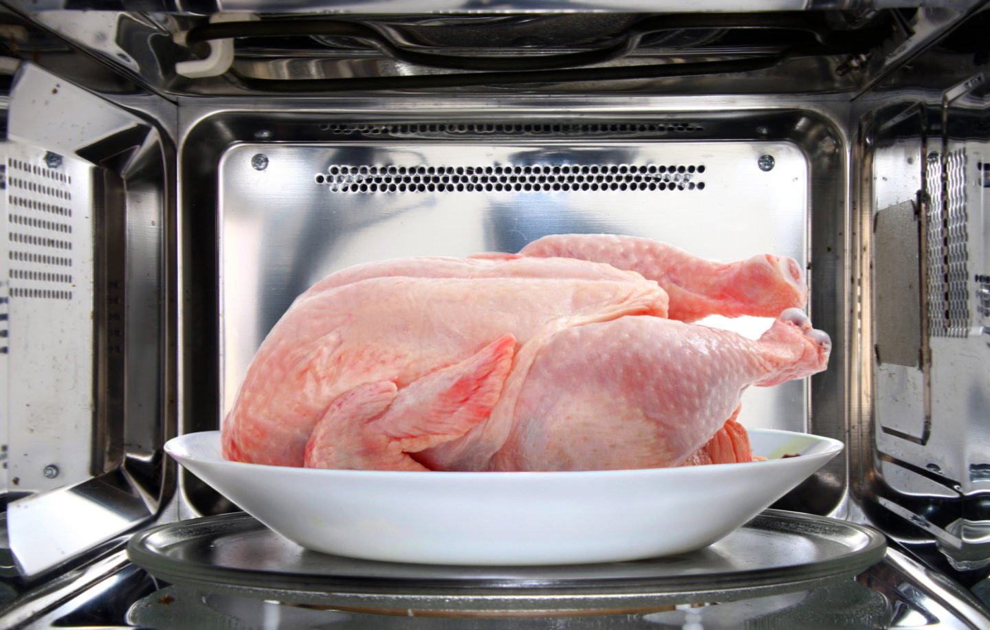 chicken defrosting in microwave